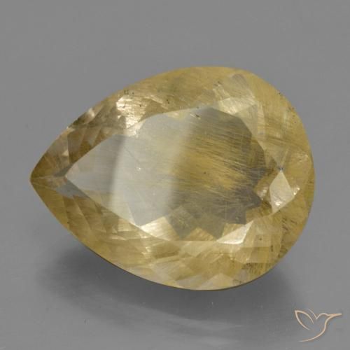 Quartz rutile Jaune chaud naturelle En forme de poire, 24.15 ct, Transparent