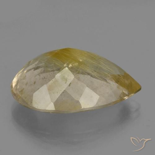Quartz rutile Jaune chaud naturelle En forme de poire, 24.15 ct, Transparent