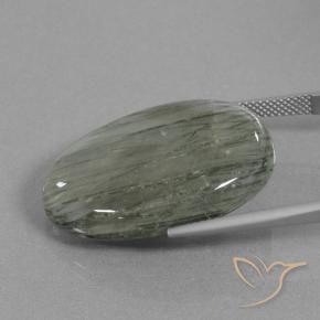 Quartz rutile Gris moyen naturelle ovale, 31.28 ct, Translucide