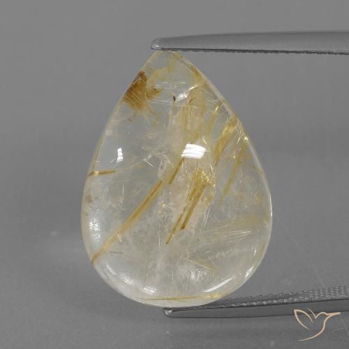 Quartz rutile Marron doré très clair naturelle En forme de poire, 13.55 ct, Transparent
