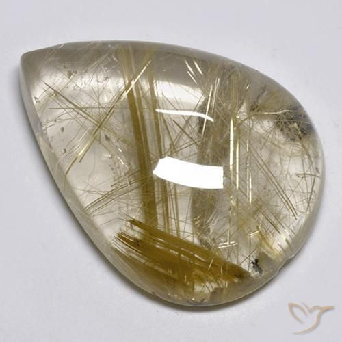 Quartz rutile Marron doré très clair naturelle En forme de poire, 17.23 ct, Transparent