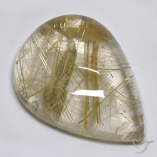 Quartz rutile Marron doré très clair naturelle En forme de poire, 17.23 ct, Transparent
