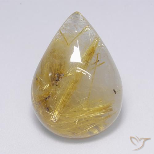 16.01ct Naturel Or moyen Quartz rutile, En forme de poire, Translucide