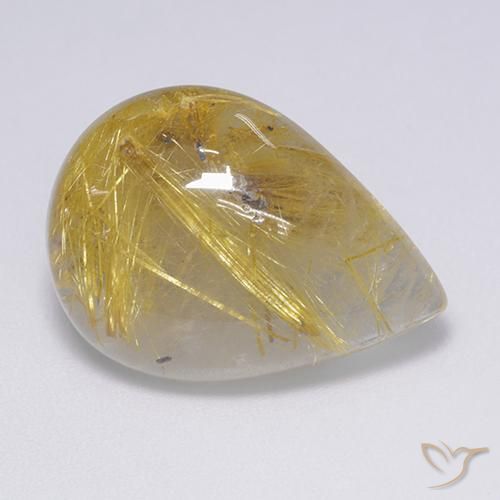 Quartz rutile Or moyen naturelle En forme de poire, 16.01 ct, Translucide