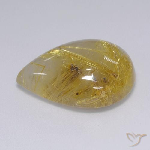 Quartz rutile Or moyen naturelle En forme de poire, 16.01 ct, Translucide