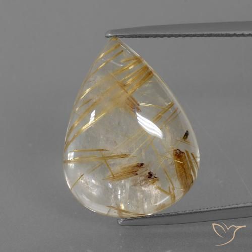 14.70ct Naturel Marron doré très clair Quartz rutile, En forme de poire, Transparent