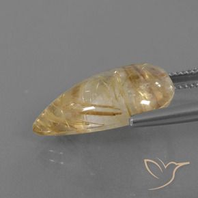 Quartz rutile Marron doré très clair naturelle En forme de poire, 14.70 ct, Transparent