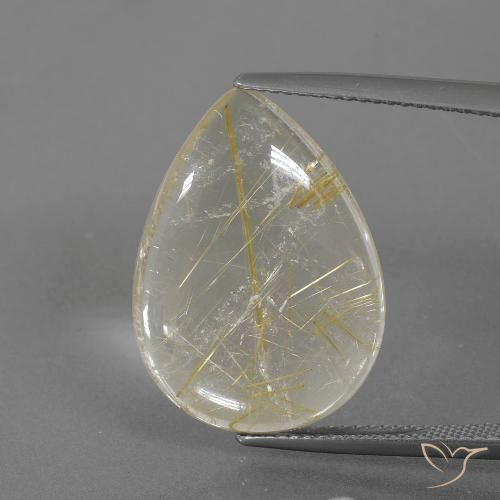 12.47ct Naturel Jaune Toscane Quartz rutile, En forme de poire, Transparent
