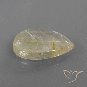 Quartz rutile Jaune Toscane naturelle En forme de poire, 12.47 ct, Transparent