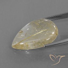 Quartz rutile Jaune Toscane naturelle En forme de poire, 12.47 ct, Transparent