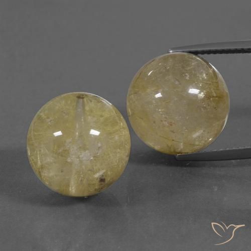 38.74ctw Naturel Jaune clair Quartz rutile, Sphère / Boule, Transparent