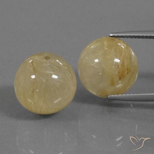 33.97ctw Naturel Jaune terreux Quartz rutile, Sphère / Boule, Transparent