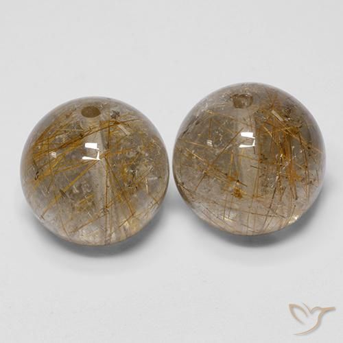 30.85ctw Naturel Marron chaud Quartz rutile, Sphère / Boule, Transparent