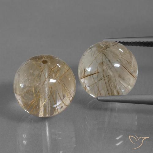 33.38ctw Naturel Marron chaud Quartz rutile, Sphère / Boule, Transparent, Photo A