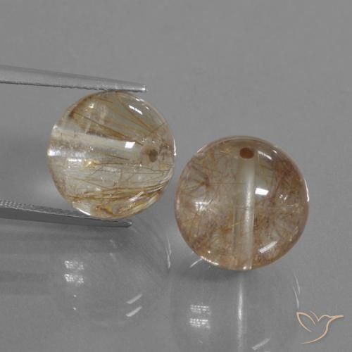 32.87ctw Naturel Marron chaud Quartz rutile, Sphère / Boule, Transparent