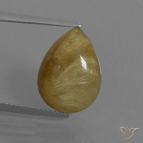 6.05ct Naturel Marron doré très clair Quartz rutile, En forme de poire, Translucide