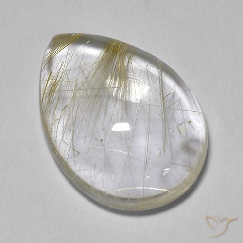 Quartz rutile Jaune clair naturelle En forme de poire, 6.04 ct, Transparent