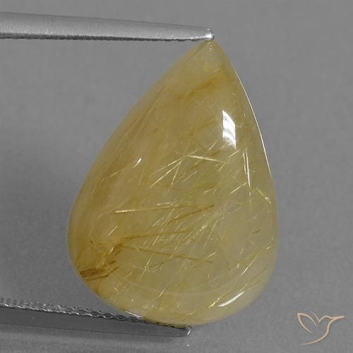 10.55ct Naturel Jaune doré Quartz rutile, En forme de poire, Translucide