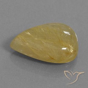 Quartz rutile Jaune doré naturelle En forme de poire, 10.55 ct, Translucide