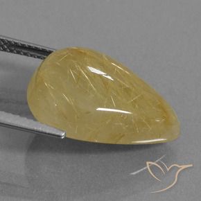 Quartz rutile Jaune doré naturelle En forme de poire, 10.55 ct, Translucide