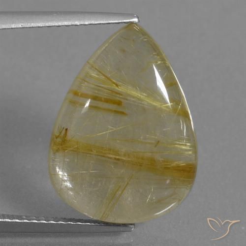 10.78ct Naturel Marron doré très clair Quartz rutile, En forme de poire, Transparent