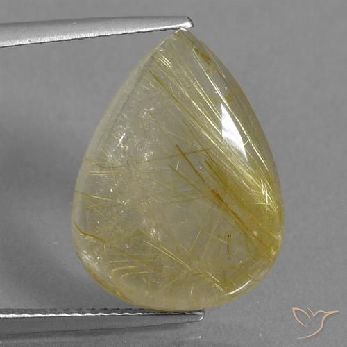 13.63ct Naturel Jaune doré Quartz rutile, En forme de poire, Transparent