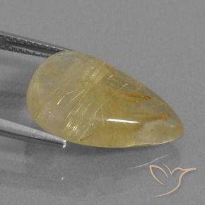 Quartz rutile Jaune doré naturelle En forme de poire, 9.59 ct, Transparent