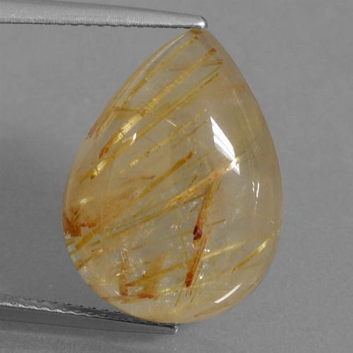 Quartz Rutile Or moyen naturelle En forme de poire, 15.00 ct, Transparent