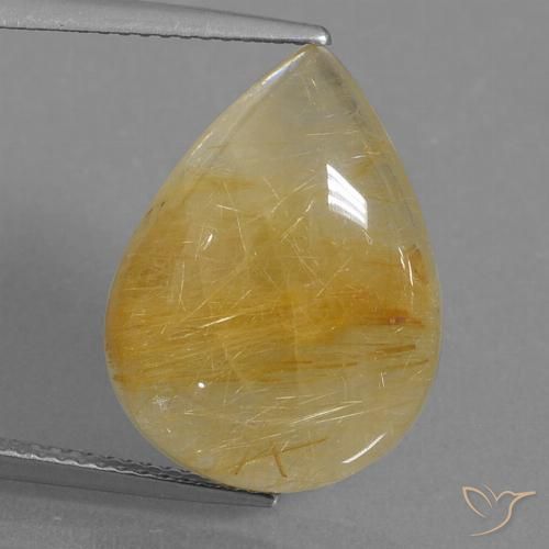 11.51ct Naturel Or moyen Quartz rutile, En forme de poire, Translucide