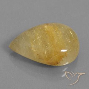 Quartz rutile Or moyen naturelle En forme de poire, 11.51 ct, Translucide