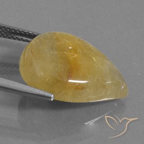 Quartz rutile Or moyen naturelle En forme de poire, 11.51 ct, Translucide