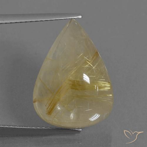 14.96ct Naturel Doré vif Quartz rutile, En forme de poire, Transparent