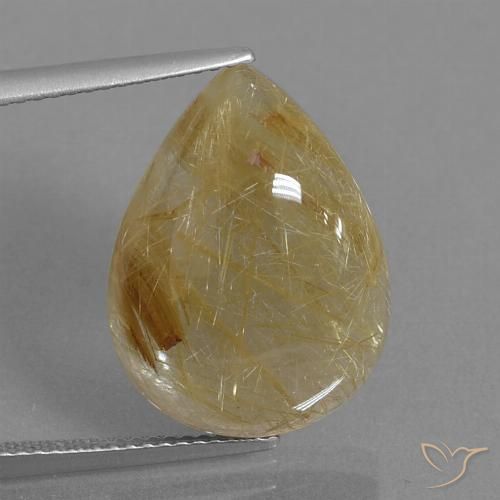 12.99ct Naturel Or moyen Quartz rutile, En forme de poire, Transparent
