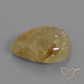 Quartz rutile Or moyen naturelle En forme de poire, 12.99 ct, Transparent