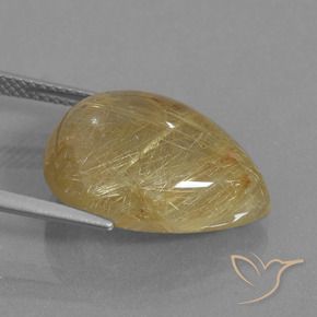 Quartz rutile Or moyen naturelle En forme de poire, 12.99 ct, Transparent
