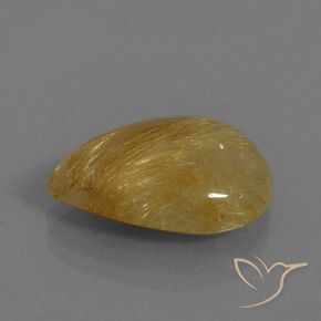 Quartz rutile Jaune doré naturelle En forme de poire, 10.93 ct, Translucide
