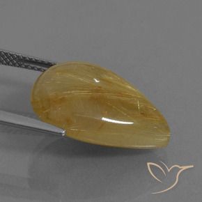 Quartz rutile Jaune doré naturelle En forme de poire, 10.93 ct, Translucide