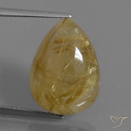 14.43ct Naturel Marron doré très clair Quartz rutile, En forme de poire, Translucide