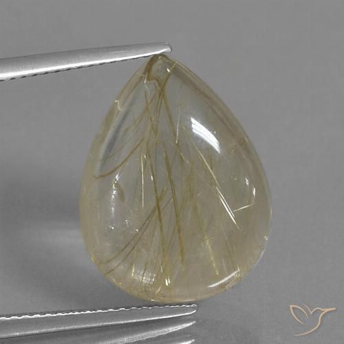 11.83ct Naturel Marron doré très clair Quartz rutile, En forme de poire, Transparent