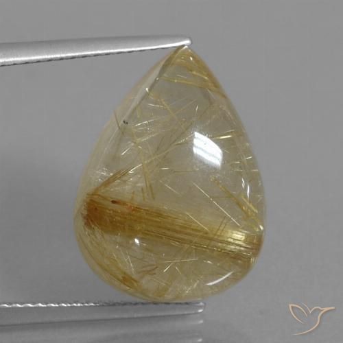 16.60ct Naturel Marron doré très clair Quartz rutile, En forme de poire, Transparent