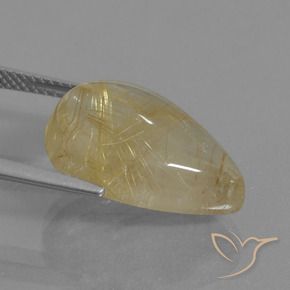 Quartz rutile Marron doré très clair naturelle En forme de poire, 10.98 ct, Transparent