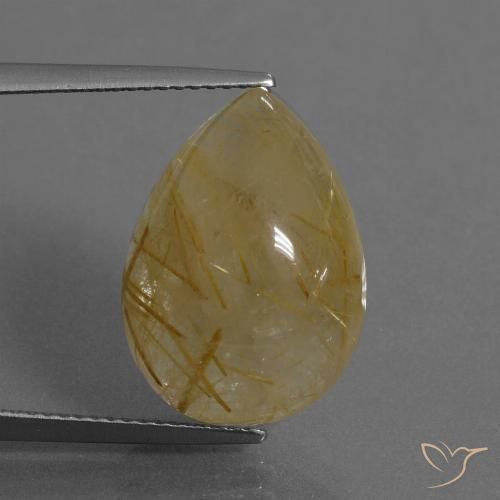 13.43ct Naturel Marron doré très clair Quartz rutile, En forme de poire, Transparent