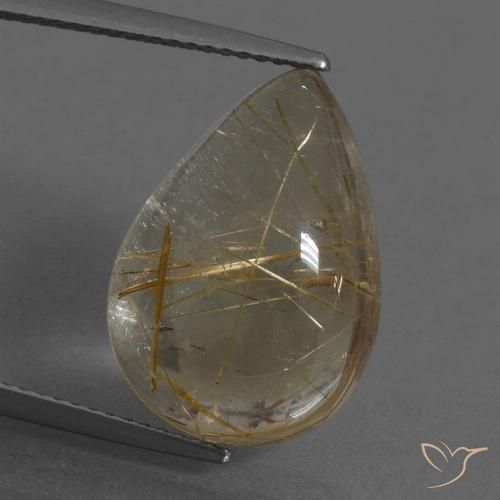11.92ct Naturel Marron clair Quartz rutile, En forme de poire, Transparent