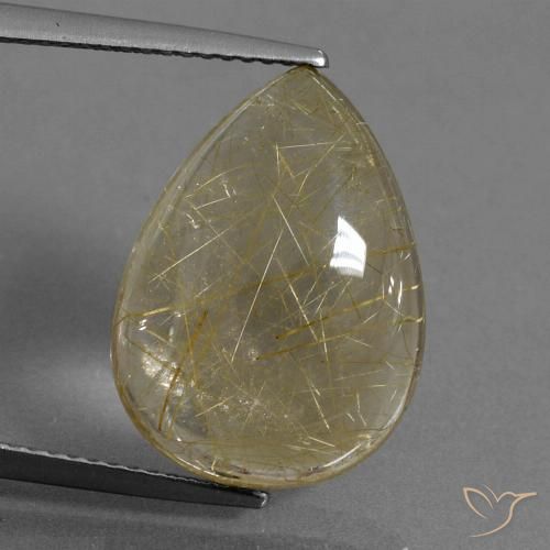 10.12ct Naturel Jaune pâle Quartz rutile, En forme de poire, Transparent