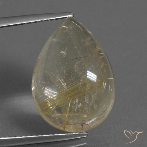 12.09ct Naturel Jaune clair Quartz rutile, En forme de poire, Transparent