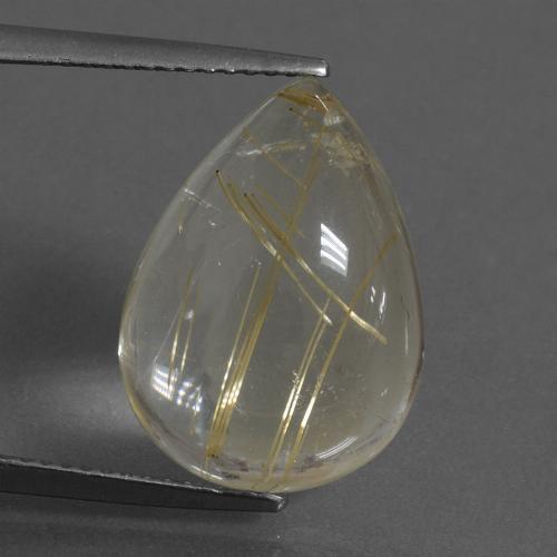 Quartz Rutile Jaune terreux naturelle En forme de poire, 10.21 ct, Transparent