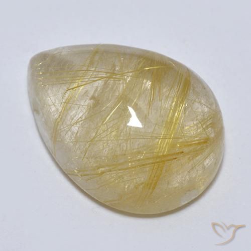 Quartz rutile Jaune moyen naturelle En forme de poire, 7.56 ct, Transparent