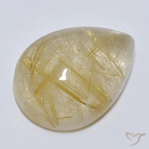 Quartz rutile Jaune moyen naturelle En forme de poire, 7.56 ct, Transparent
