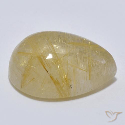 Quartz rutile Jaune moyen naturelle En forme de poire, 7.56 ct, Transparent