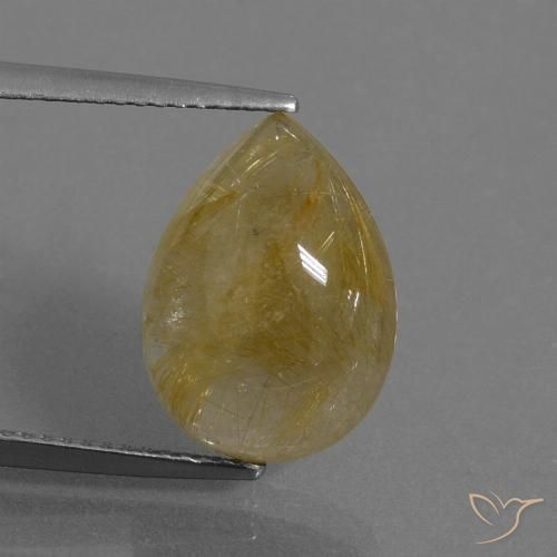 7.53ct Naturel Jaune chaud Quartz rutile, En forme de poire, Translucide